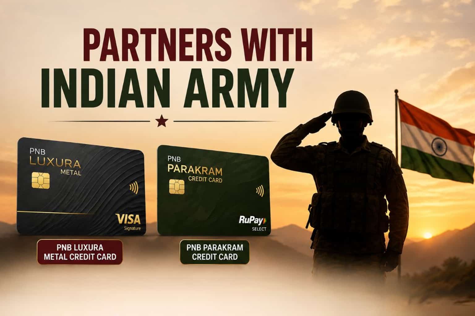 Indian Army–PNB credit cards 2026: LUXURA vs PARAKRAM, 3% CSD cashback benefits