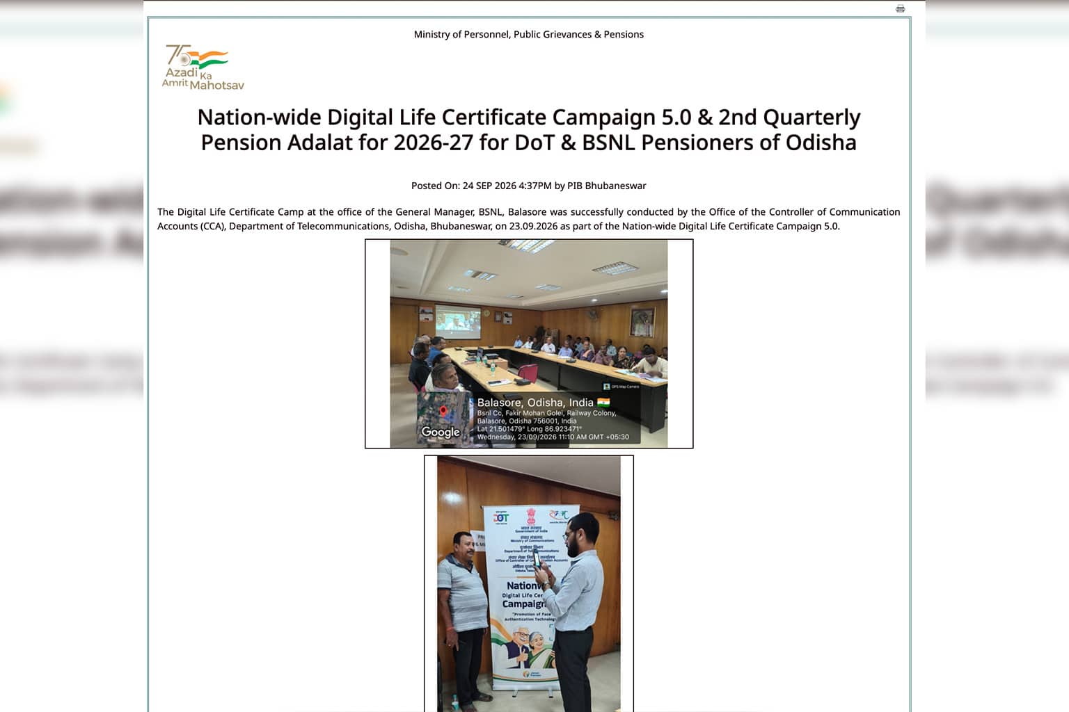 SPARSH Outreach Programme 2026: Defence pensioners can resolve grievances and submit digital life certificate