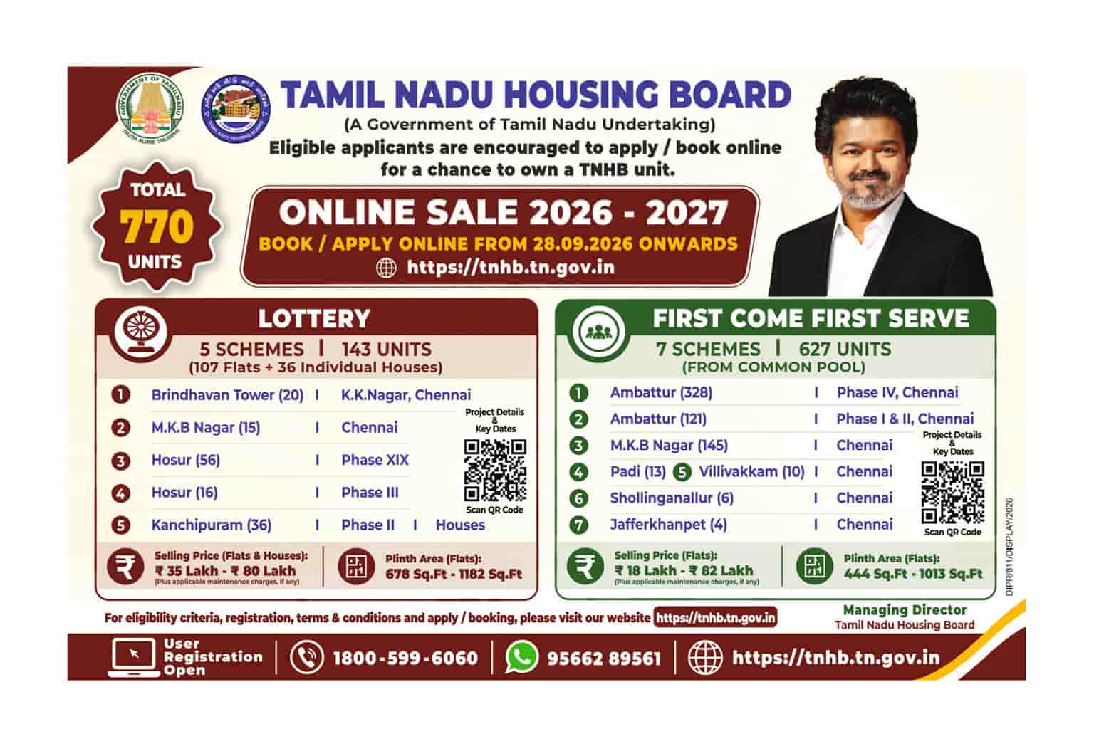 TNHB Housing Scheme 2026: 770 flats & houses from ₹18 lakh – Prices, locations, eligibility & registration dates